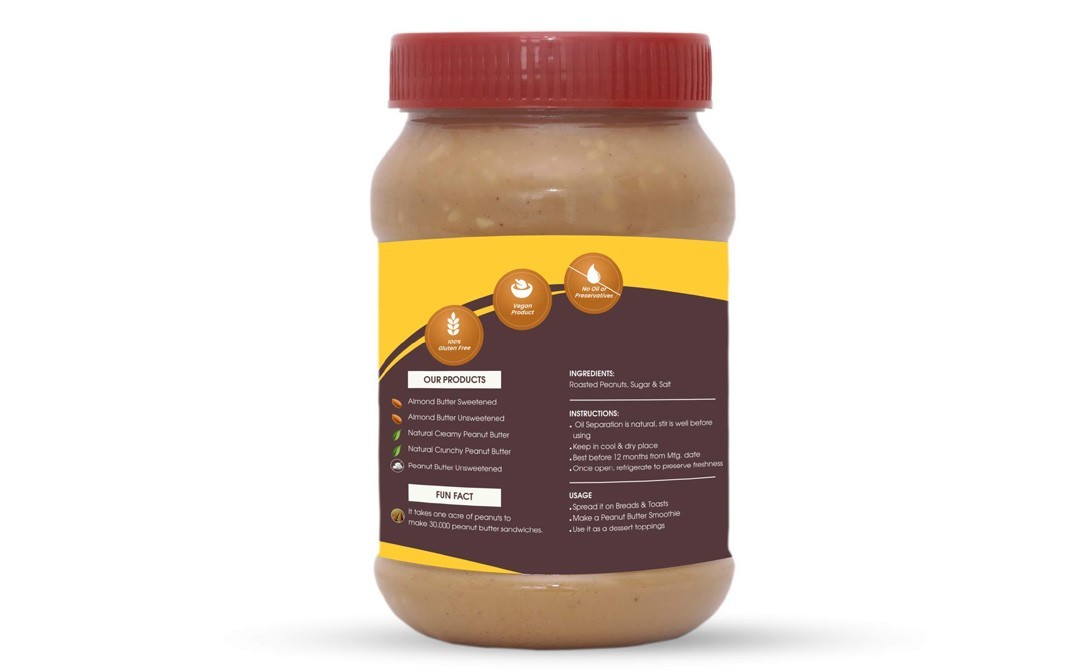 Gourmet Delicacy Natural Crunchy Peanut Butter   Plastic Jar  1 kilogram